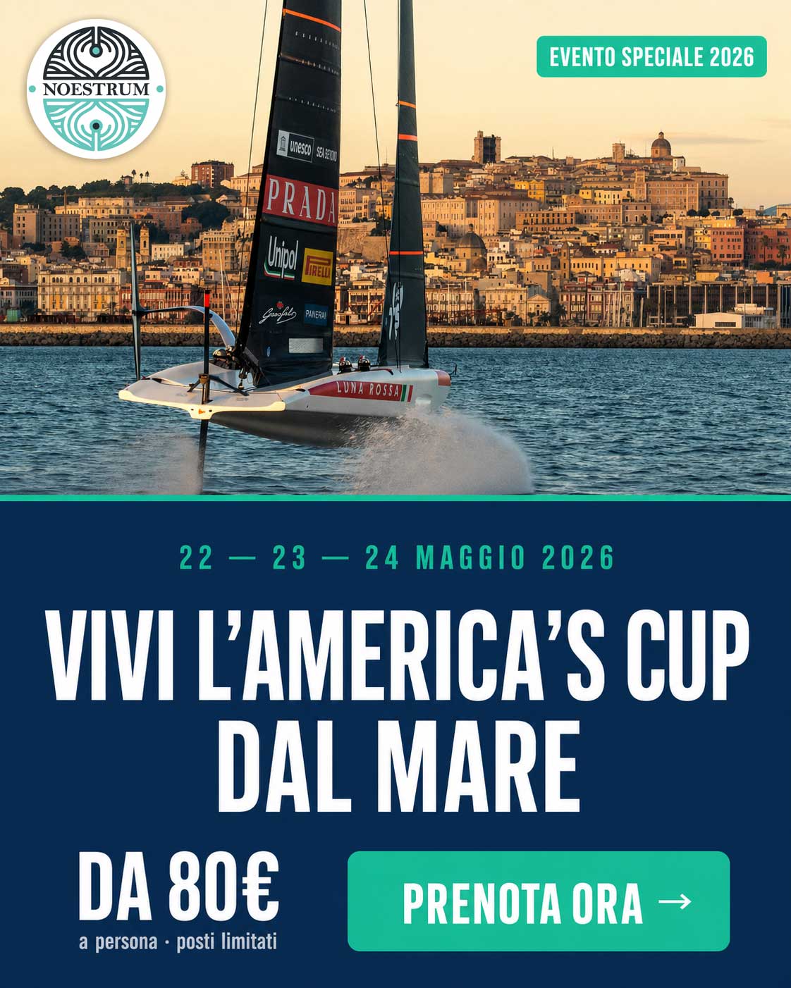 America's Cup Cagliari 2026 - Tour in barca Noestrum da 80€
